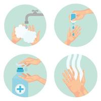 Hands washing technique using sanitizer vector design