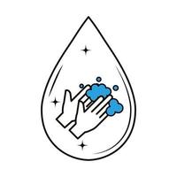 Hands washing with soap inside drop vector design