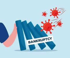 arm with banner of bankruptcy vector design