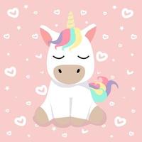 vector lindo unicornio con fondo de corazón