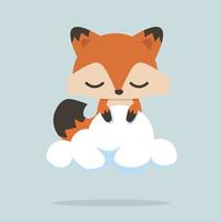 Cute mini fox on a cloud vector