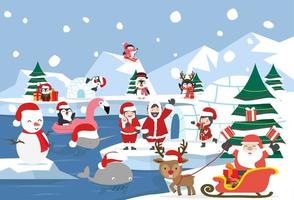 north pole arctic landscape during Christmas time vector