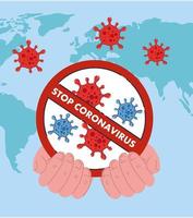 Hand holding stop coronavirus 2019 nCov ban vector design