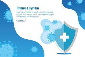 Covid 19 virus and shield with cross vector design