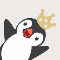 lindo pingüino rey con corona vector