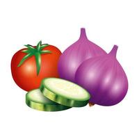 tomate, pepino y ajo, vegetal, vector, diseño vector