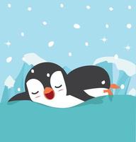 Cute penguin swimming in the water vector