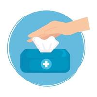 hand with tissues box vector design