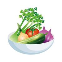 apio ajo cebolla pepino y tomate vegetal diseño vectorial vector