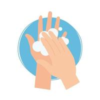 Isolated hands washing with bubbles vector design