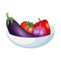 eggplant tomato garlic and pepper vector design