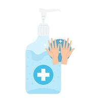 Hands sanitizer bottle with hands vector design