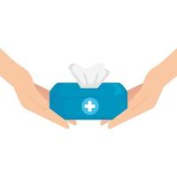 Hands with tissues box vector design