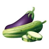 Isolated eggplant and cucumber vector design