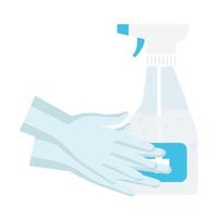 Hands sanitizer bottle and gloves vector design