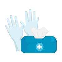 Isolated tissues box and gloves vector design