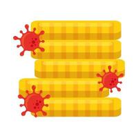 Coins tower with covid 19 virus of bankruptcy vector design