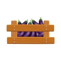 Isolated eggplants inside box vector design
