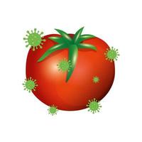 tomate vegetal con diseño de vector de virus covid 19