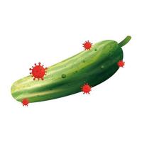 Vegetal de pepino con diseño de vector de virus covid 19