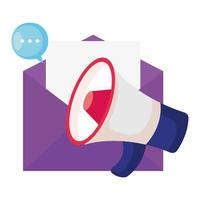 Isolated megaphone with envelope and bubble vector design