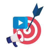 Isolated target play button and megaphone vector design