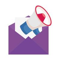 Isolated megaphone inside envelope vector design