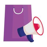 shopping bag and megaphone vector design