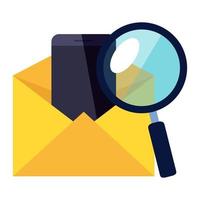 smartphone inside envelope message and lupe vector design