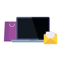 shopping bag laptop and envelope vector design