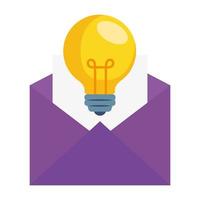 Envelope message with light bulb vector design