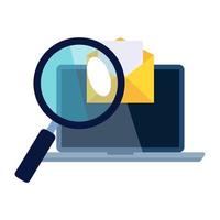 laptop with envelope message and lupe vector design