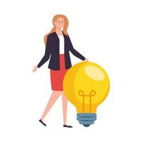 Woman avatar with light bulb vector design