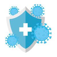 shield with covid 19 virus vector design