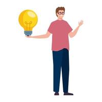 man avatar with light bulb vector design