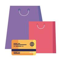 bolsas de compras y diseño vectorial de tarjetas de crédito vector