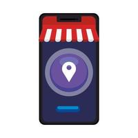 Smartphone with tent and gps mark vector design