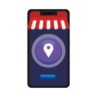 Smartphone con carpa y diseño de vector de marca gps