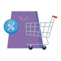 shopping bag cart and sale icon vector design