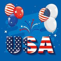 memorial day, honoring all who served, american flag in letters with balloons helium vector