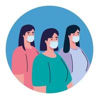 women wearing medical protective mask against covid 19 vector