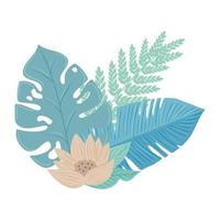 flowers color pastel with branch and leaves, nature concept vector