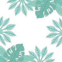 frame of tropical leaves pastel color on white background vector