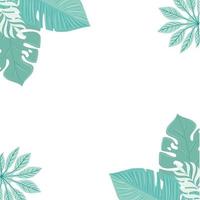frame of tropical leaves pastel color on white background vector