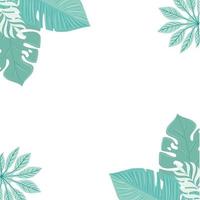 frame of tropical leaves pastel color on white background vector