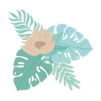 flowers color pastel with branches and leaves, nature concept vector