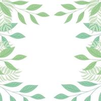 frame of tropical branches and leaves pastel color on white background vector