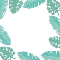 frame of tropical leaves pastel color on white background vector