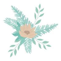 flowers color pastel with branches and leaves, nature concept vector