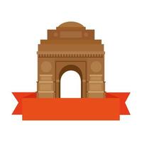 india gate, famous monument of india with ribbon vector